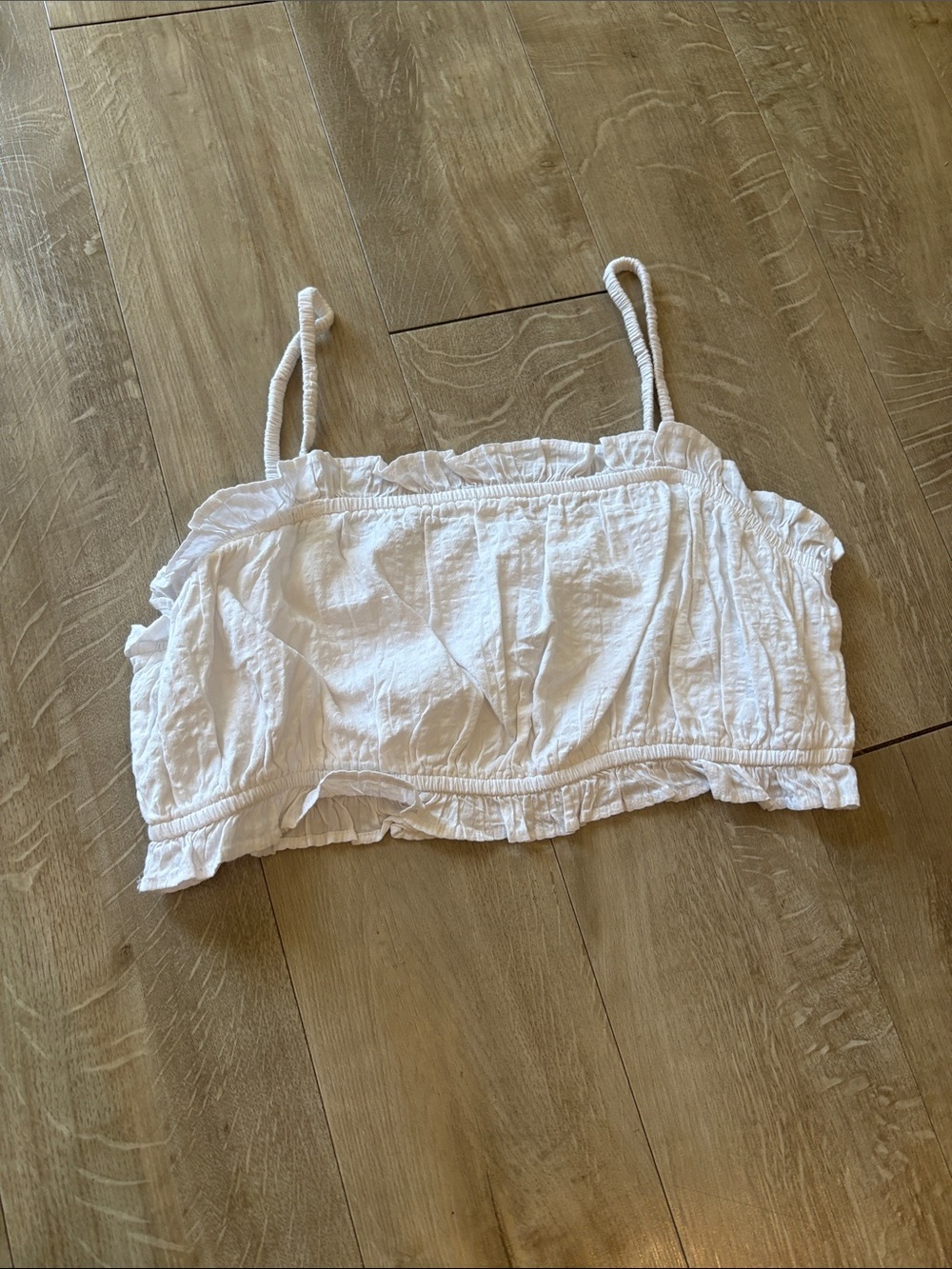 NWT “And Now This” White Smocked Cropped Top Size Large